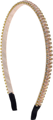 

The Ethnic Wears Metal Alloy, Silk Covered, Beeds, Crystal & CZ Stones, etc. Hair Band(Pink)