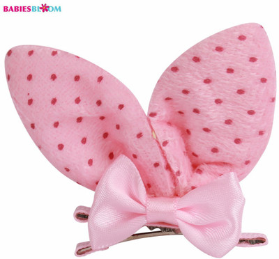 

Babies Bloom Imported Bunny Flower Bows Tie Grooming Hair Clip(Pink)