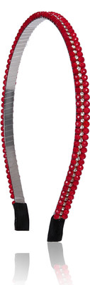 Sparkle Street Running Crystals Hair Band(Red, Silver)