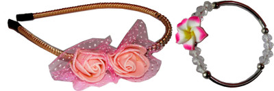 

P Floral Hairband with Bracelet Hair Accessory Set(Multicolor)