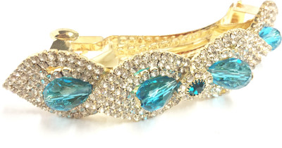 

AccessHer Designer studded back clip hair accessories for Women Hair Clip(Blue)