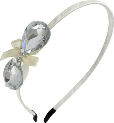

Sarah Teardrop Shape Stones and Bow Hair Band(White)
