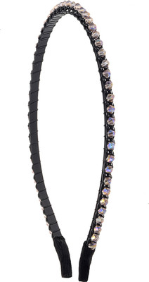

The Ethnic Wears Metal Alloy, Silk Covered, Beeds, Crystal & CZ Stones, etc. Hair Band(Black)