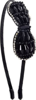 

The Ethnic Wears Metal Alloy, Silk Covered, Beeds, Crystal & CZ Stones, etc. Hair Band(Black)