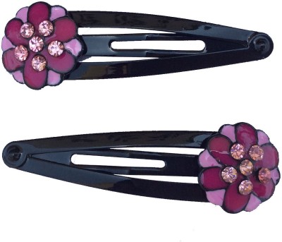 FURE Pink Tonal Flower Snap Tic Tac Clip(Pink, Black)