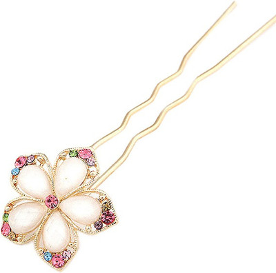 

Young & Forever Crystal Flowers Princess Hair Pin(Gold)