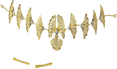 

Sagunya Stone Studded Metal Pin Tiara Head Band(Gold)