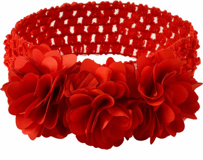 

Crayon Flakes Kids Girls Flower Bunch Stretchable Soft Elastic Lace Headband/Head Hair Band(Red)