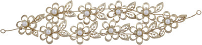 

Pink Rose Floral Charm Bridal Hair Chain(Gold)
