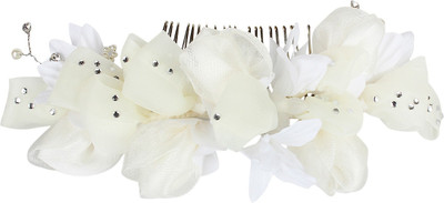 

ILU White Bun Band Hair Clip Bridal Wedding Jewellery Flower Tiara Bun Clip Pearl Crystal Party Styling Hair Accessories Girls Women Bun Clip, Hair Band, Hair Clip, Bun, Head Band, Hair Pin, Back Pin(White)
