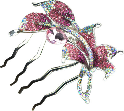

Glitters Online Blue Colour American Diamond Hair Pin(Pink)