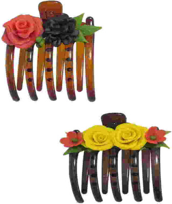 

Advanc Hotline Porcelain clay work fancy banana clip (Combo of 2) Hair Clip(Multicolor)