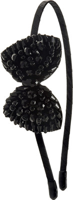 

The Ethnic Wears Metal Alloy, Silk Covered, Beeds, Crystal & CZ Stones, etc. Hair Band(Black)
