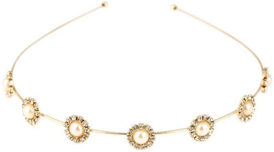 

Young & Forever Princess Beige Diamond Decorated Floral Hair Band(Gold)