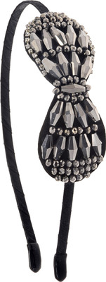 

The Ethnic Wears Metal Alloy, Silk Covered, Beeds, Crystal & CZ Stones, etc. Hair Band(Black)
