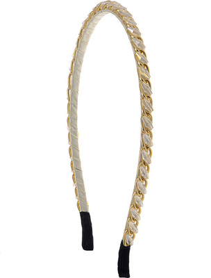 

The Ethnic Wears Metal Alloy, Silk Covered, Beeds, Crystal & CZ Stones, etc. Hair Band(White)