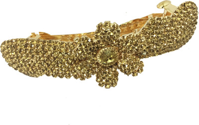 AccessHer Designer studded back clip hair accessories for Women Hair Clip(Gold)