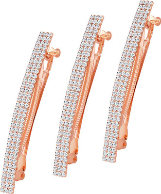 

ShoStopper Sparkling Gold Plated Set Of 3 Hair Clip(Gold)