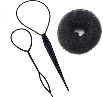 

SENECIO 'S Topsy Tail & Nylon Donut Bun Maker Combo Pack Hair Accessory Set(Black)