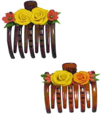 

Advanc Hotline Porcelain clay work fancy banana clip (Combo of 2) Hair Clip(Multicolor)