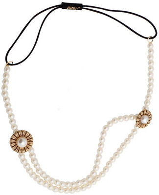 

Young & Forever Chic Stylish White Pearls Double Layer Head Band(Gold)
