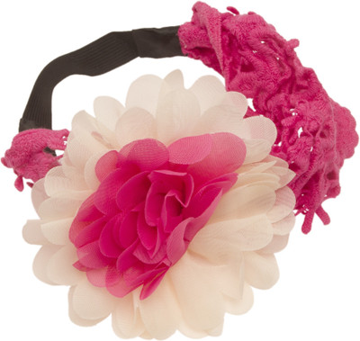 

NeedyBee Broad Lace with Chiffon Flowers Head Band(Pink)