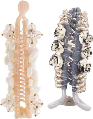 

My DT Lifestyle TRENDY HANDMADE COMBO Banana Clip(White, Grey)