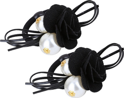

Sanjog Beauteous Black Flower And Pearl Pony Band/Hair Band For Kids/Women Rubber Band(Black)