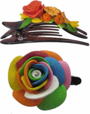 

Advanc Hotline Porcelain clay work fancy banana clip (Combo of 2) Hair Clip(Multicolor)