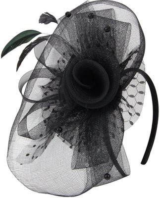 

Sanjog Retro Feather Mesh Net Flower Hat Fascinators Hairband/Headband Hair Clip(Black)