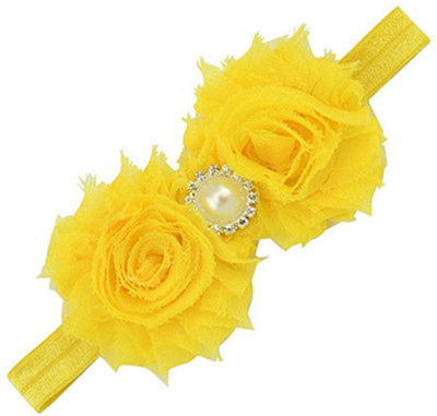 

AkinosKIDS Newborn Flower Pearl comfortable Diamond Head Band(Yellow)