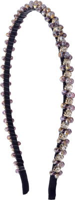

The Ethnic Wears Metal Alloy, Silk Covered, Beeds, Crystal & CZ Stones, etc. Hair Band(Black)