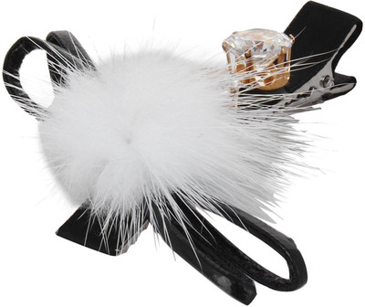 

Fayon Party Style Diva White Beanie Twin Rhinestone Black Hair Pin(White)