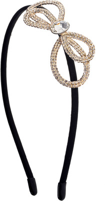 

The Ethnic Wears Metal Alloy, Silk Covered, Beeds, Crystal & CZ Stones, etc. Hair Band(Black)