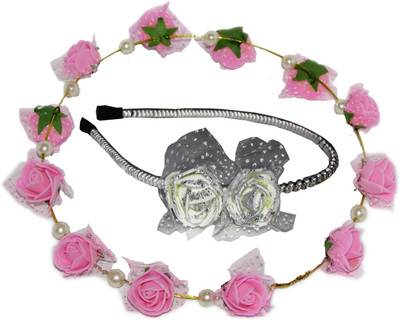 

Juhi Tiara with White Floral Hairband Hair Accessory Set(Pink, White)