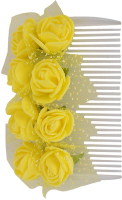 

Sanjog Vintage Style Yellow Flower Comb For Wedding/Party Bun Clip(Yellow)