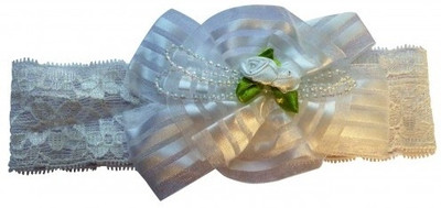 

NeedyBee Soft Lace with A Center Bow with Roses Embellishment Head Band(White)