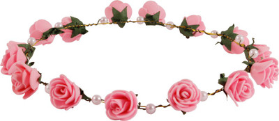 

Style Tweak Pink Floral and Pearl Tiara Princess Crown Head Band(Pink)