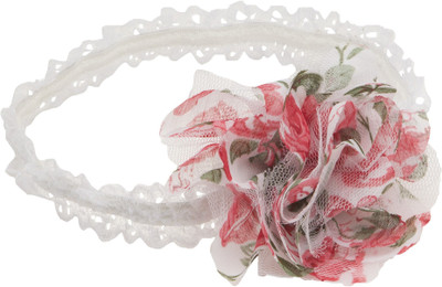 

NeedyBee Toddlers Baby Soft Lace with a Floral Net Flower Stitched On Top Little Girls Head Band(White, Red)