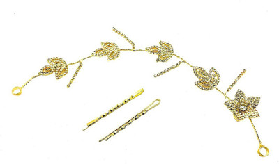 

AccessHer Stone Studded wedding and Party Fancy Premium Quality Tiara With Pin Hair Accessories For Women&Girls (Gold) Head Band(Gold)