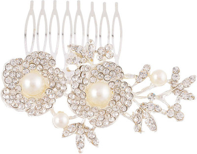 

Dazzle Collection Floral Silver Hair Clip(Silver)