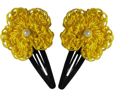 

Threads N Ribbons Yellow Crochet Hair Clip, Tic Tac Clip(Yellow)