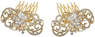

Muchmore Gold Plated Charming Floral Design Work Hair Accessory For Girls Hair Clip(White)