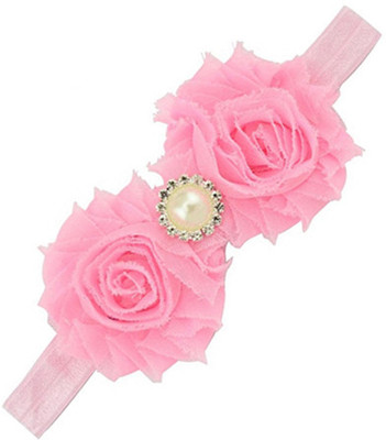 

AkinosKIDS Newborn Flower Pearl comfortable Diamond Head Band(Pink)