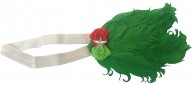 

NeedyBee Baby Christmas Headband Two Flower With Feather For Girl Children Head Band(Green, Red, White)