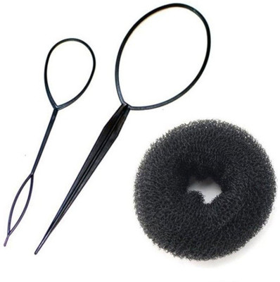 

Pankh Topsy Tail And Donut Bun Maker Combo Hair Accessory Set(Black)