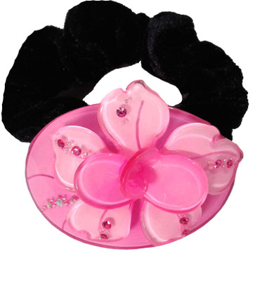 

Shreya Collection Fashionable Pink Colour Floral Style Ponytail Hair Accessories (Elastic) Rubber Band(Pink)