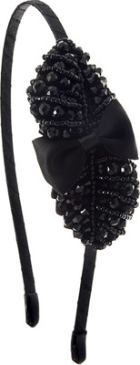 

The Ethnic Wears Metal Alloy, Silk Covered, Beeds, Crystal & CZ Stones, etc. Hair Band(Black)
