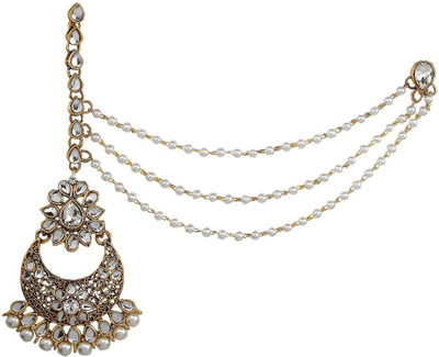 Biyu Mastani Collection Pearl Kundan Hair Accessory Set(Gold)