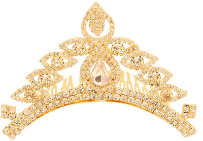 

Sanjog Princess American Diamond Wedding Crown Hair Comb For Kids/Women Hair Band(Gold)